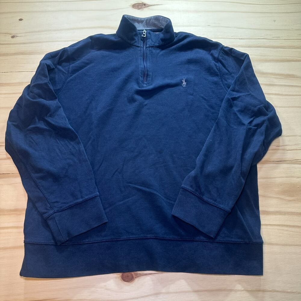 Polo Ralph Lauren Men’s Size XL Estate Rib Quarter Zip Sweater Blue READ!